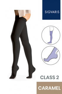 Sigvaris Essential Comfortable Unisex Class 2 Thigh High Caramel Compression Stockings